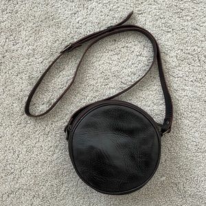 Dark brown leather satchel